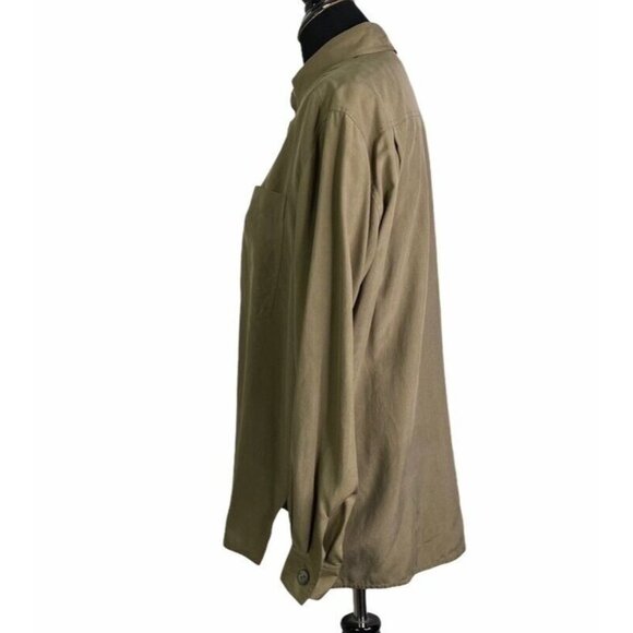 Jaeger Vintage Button Front Shirt Brown Long Sleeve Collared Pockets 100% Silk S - Picture 3 of 10